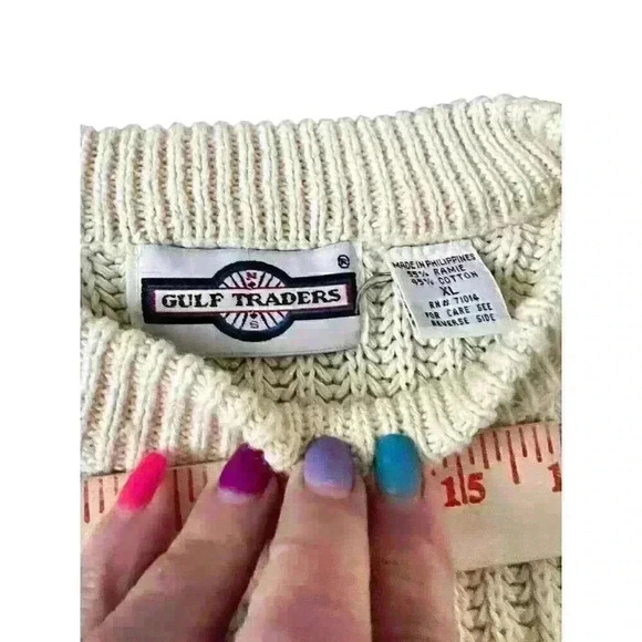Vtg Gulf Traders Sz XL Chunky Knit Pullover‎ Sweater Cozy Cabincore - Picture 12 of 13